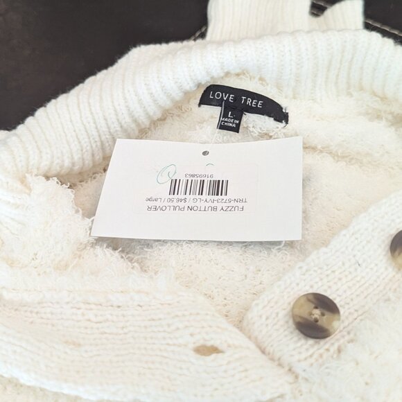 Fuzzy button pullover - Picture 2 of 2